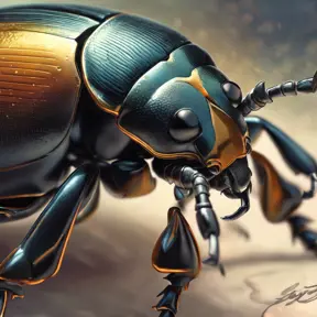 close up beetle, 4k, Highly Detailed, Hyper Detailed, Powerful, Artstation, Vintage Illustration, Digital Painting, Sharp Focus, Smooth, Concept Art by Stanley Artgerm Lau, Greg Rutkowski
