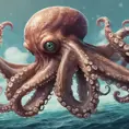 close up octopus, 4k, Highly Detailed, Hyper Detailed, Powerful, Artstation, Vintage Illustration, Digital Painting, Sharp Focus, Smooth, Concept Art by Studio Ghibli
