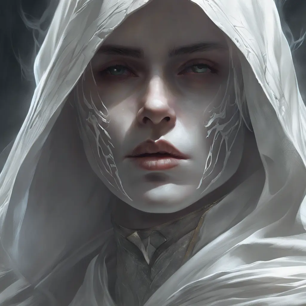 close up white ghost, 4k, Highly Detailed, Hyper Detailed, Powerful, Artstation, Vintage Illustration, Digital Painting, Elden Ring, Sharp Focus, Smooth, Concept Art by Stanley Artgerm Lau