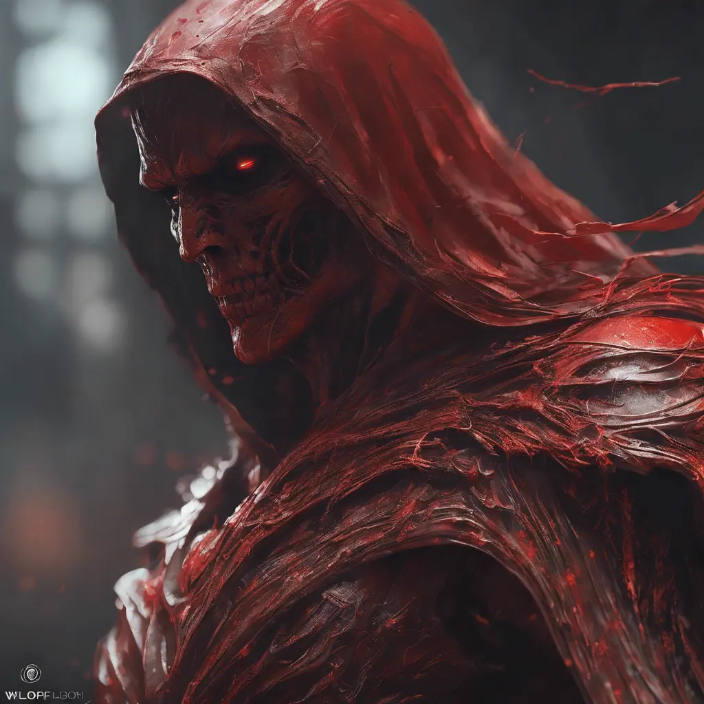 close up red ghost, 4k, Highly Detailed, Hyper Detailed, Powerful, Artstation, Vintage Illustration, Digital Painting, Elden Ring, Sharp Focus, Smooth, Concept Art by WLOP