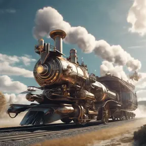 A futuristic hybrid of a steam engine train and a DaVinci flying machine, 4k
