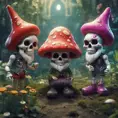 A sentient mushroom, a sugar skull who once played a gig at CBGB in New York City, and two garden gnomes converse about the boundaries of artificial intelligence, 4k