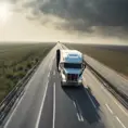 A truck going down a highway at full speed	, 4k