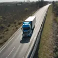 A truck going down a highway at full speed	, 4k