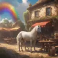 A unicorn and a rainbow walk into a tavern on Venus, 4k