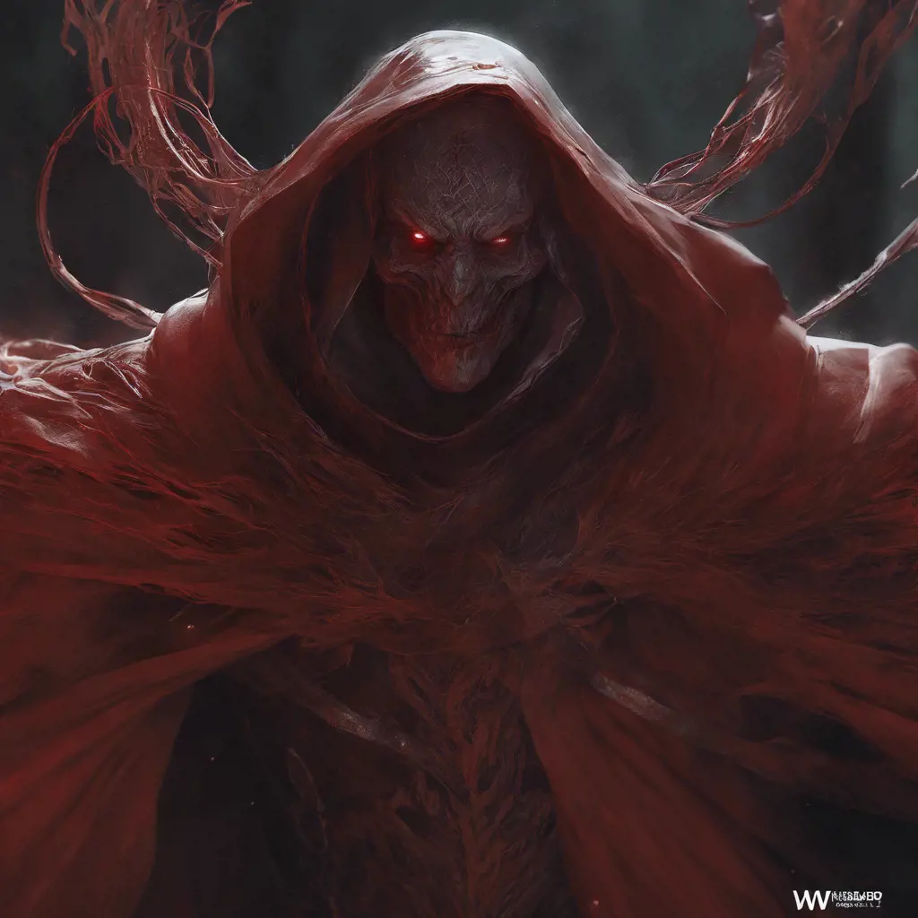 close up red ghost, 4k, Highly Detailed, Hyper Detailed, Powerful, Artstation, Vintage Illustration, Digital Painting, Elden Ring, Sharp Focus, Smooth, Concept Art by WLOP