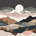 boho art Minimalist landscape mountains, Landscape