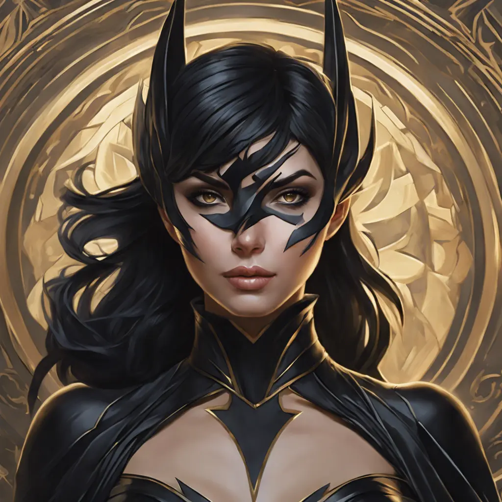 Alluring matte portrait of the beautiful Cassandra Cain in black, 8k, Highly Detailed, Intricate, Realistic, Sharp Focus, Volumetric Lighting, Fantasy, Elegant by Stanley Artgerm Lau, Alphonse Mucha, WLOP, Stefan Kostic