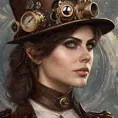 Steampunk portrait of Alexandra Daddario, Highly Detailed, Intricate, Artstation, Beautiful, Digital Painting, Sharp Focus, Concept Art, Elegant