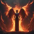 An angel and a demon surrounded by fire, 8k, Trending on Artstation, Symmetrical Face, Digital Illustration, Concept Art by Greg Rutkowski