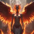 An angel and a demon surrounded by fire, 8k, Trending on Artstation, Symmetrical Face, Digital Illustration, Concept Art by Stefan Kostic