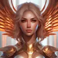 An Angel with Wings of Fire, 8k, Trending on Artstation, Symmetrical Face, Digital Illustration, Concept Art by Stanley Artgerm Lau