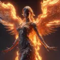 Angel with wings made of Fire, 8k, Stunning, Volumetric Lighting, Concept Art by Stefan Kostic