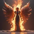 Angel with wings made of Fire, 8k, Stunning, Volumetric Lighting, Concept Art by Stefan Kostic