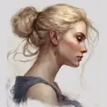 Seraphine, Profile, Character study, Renaissance, medieval, bun, 4k resolution, Masterpiece, Ultra Detailed, Blonde Hair by Charlie Bowater, Carne Griffiths, John William Waterhouse