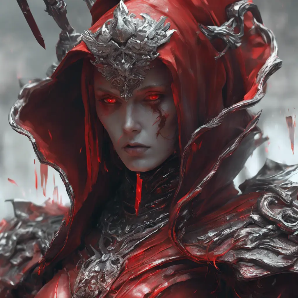 close up red ghost, 4k, Highly Detailed, Hyper Detailed, Powerful, Artstation, Vintage Illustration, Digital Painting, Elden Ring, Sharp Focus, Smooth, Concept Art by WLOP