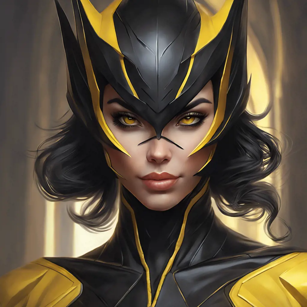 Matte portrait of a beautiful Cassandra Cain in black and yellow, 8k, Highly Detailed, Intricate, Realistic, Sharp Focus, Volumetric Lighting, Fantasy, Elegant by Stanley Artgerm Lau, WLOP, Stefan Kostic