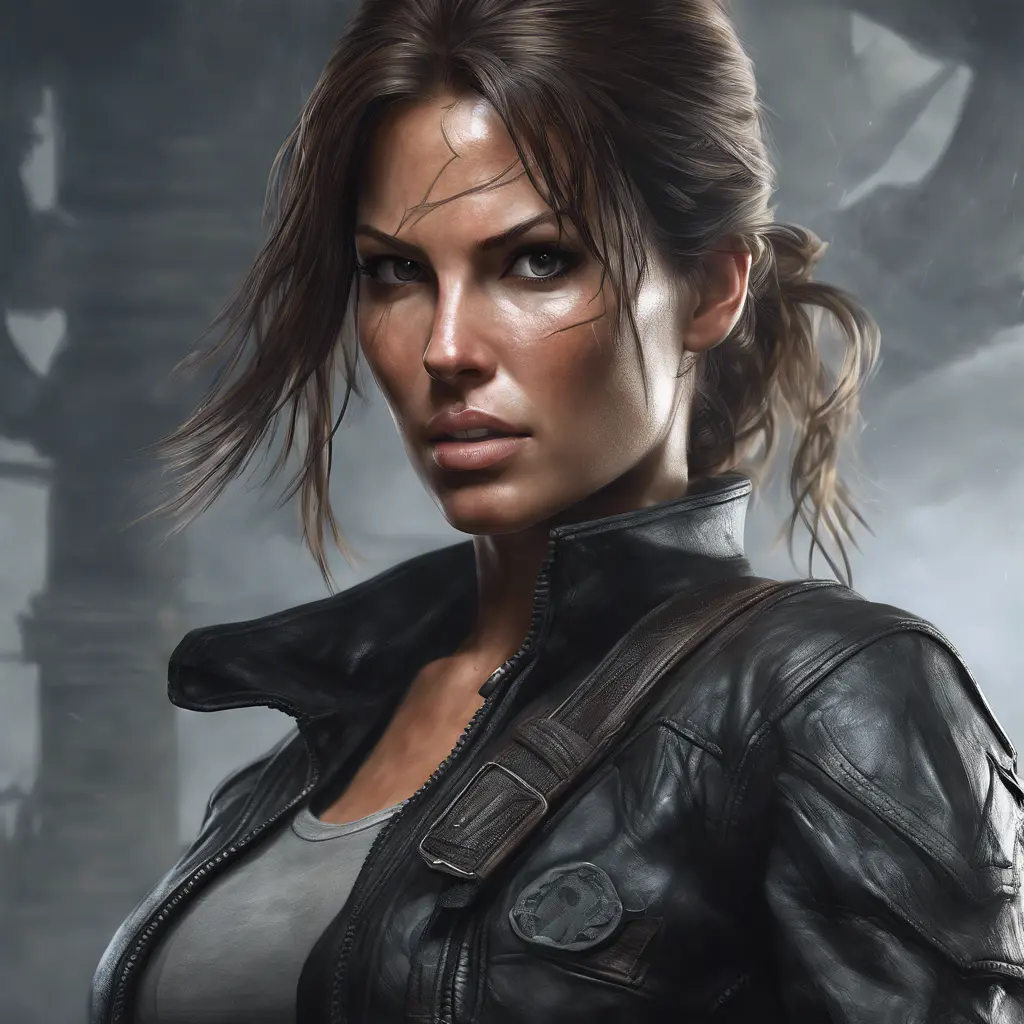 Matte portrait of a beautiful Lara Croft in black leather, 8k, Highly Detailed, Intricate, Realistic, Sharp Focus, Volumetric Lighting, Fantasy, Elegant by Stanley Artgerm Lau, WLOP, Stefan Kostic