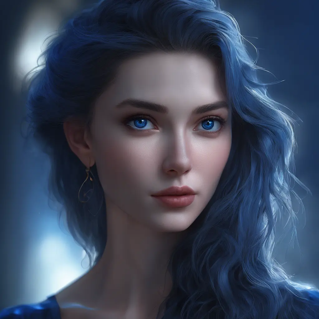 Matte portrait of the beautiful Lyx in dark blue, 8k, Highly Detailed, Intricate, Realistic, Sharp Focus, Volumetric Lighting, Fantasy, Elegant by Stanley Artgerm Lau, WLOP, Stefan Kostic