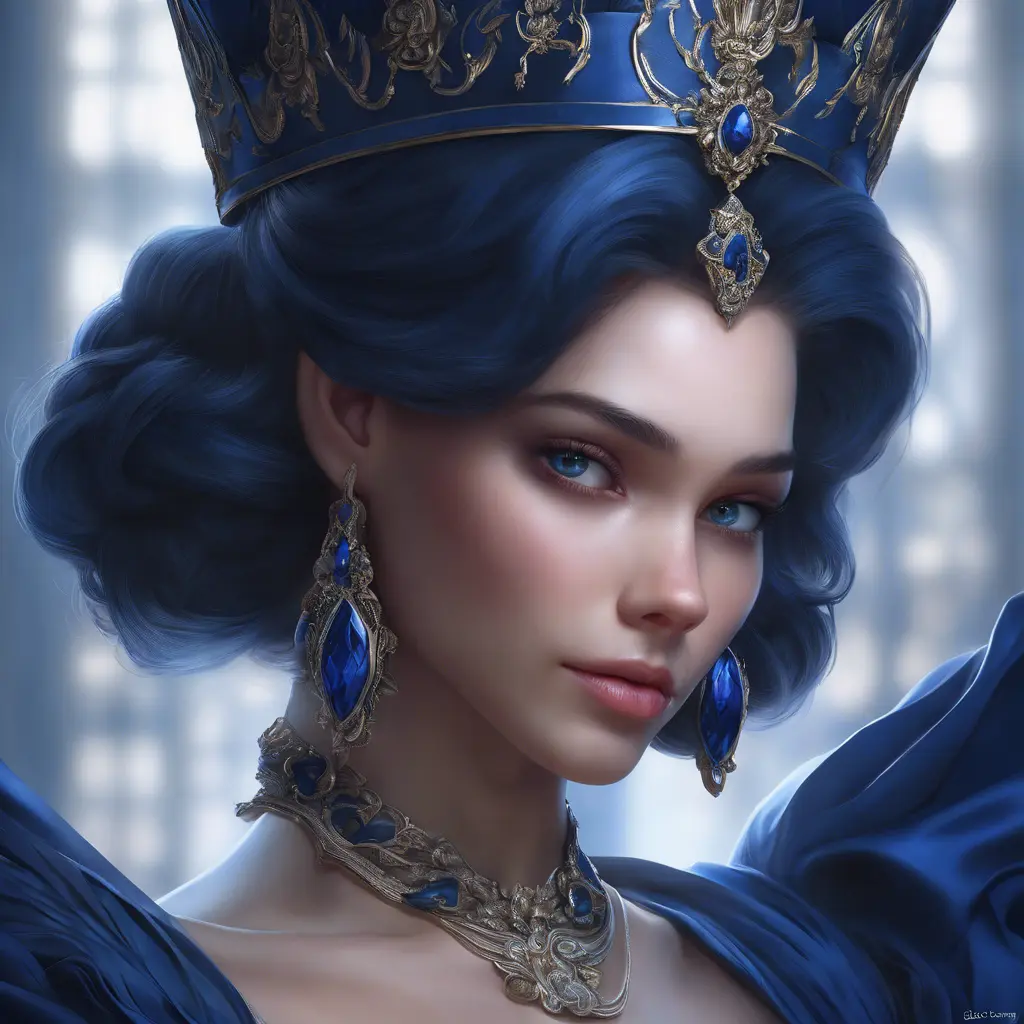 Matte portrait of the beautiful Princess Monoke in dark blue, 8k, Highly Detailed, Intricate, Realistic, Sharp Focus, Volumetric Lighting, Fantasy, Elegant by Stanley Artgerm Lau, WLOP, Stefan Kostic