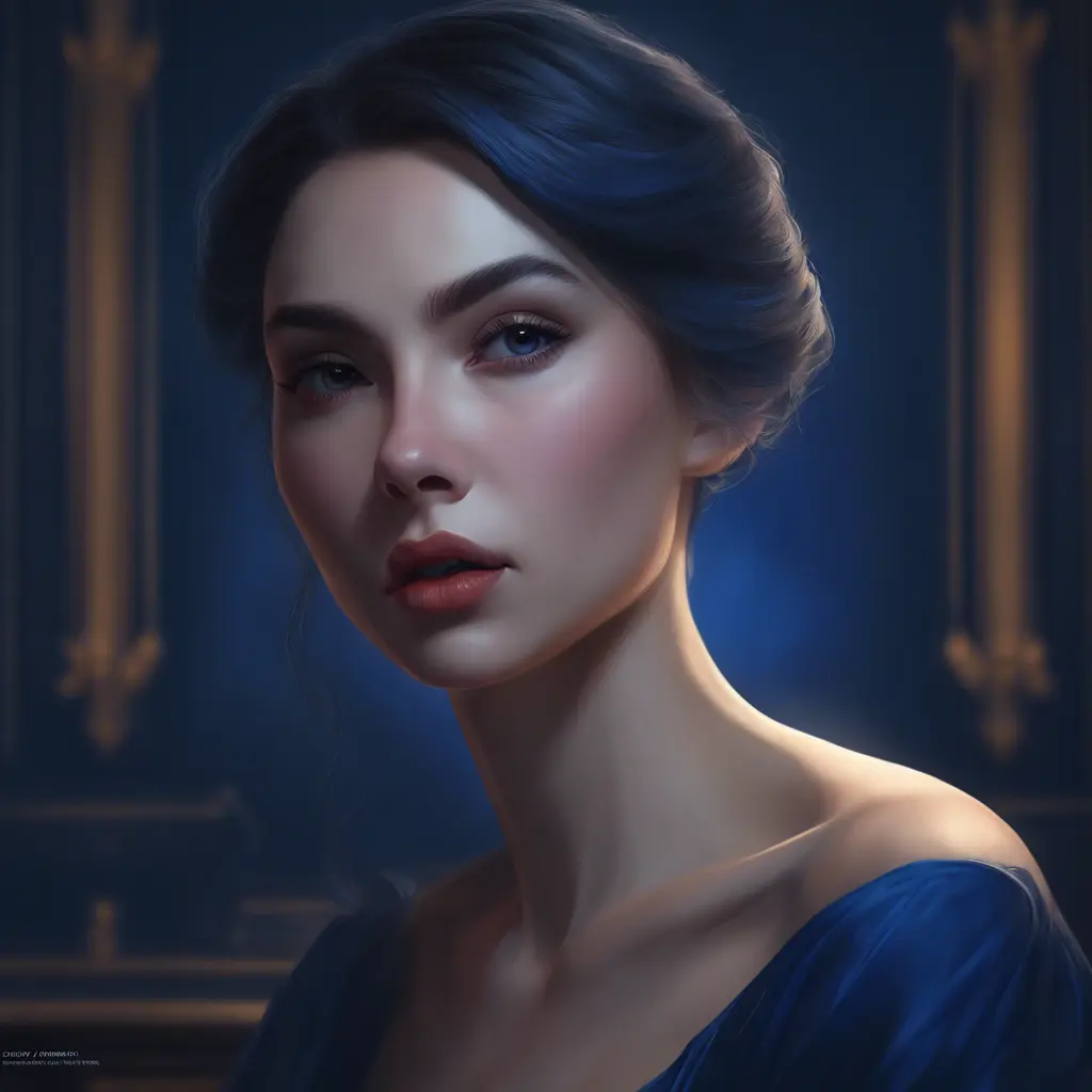 Matte portrait of the beautiful Quinn in dark blue, 8k, Highly Detailed, Intricate, Realistic, Sharp Focus, Volumetric Lighting, Fantasy, Elegant by Stanley Artgerm Lau, WLOP, Stefan Kostic