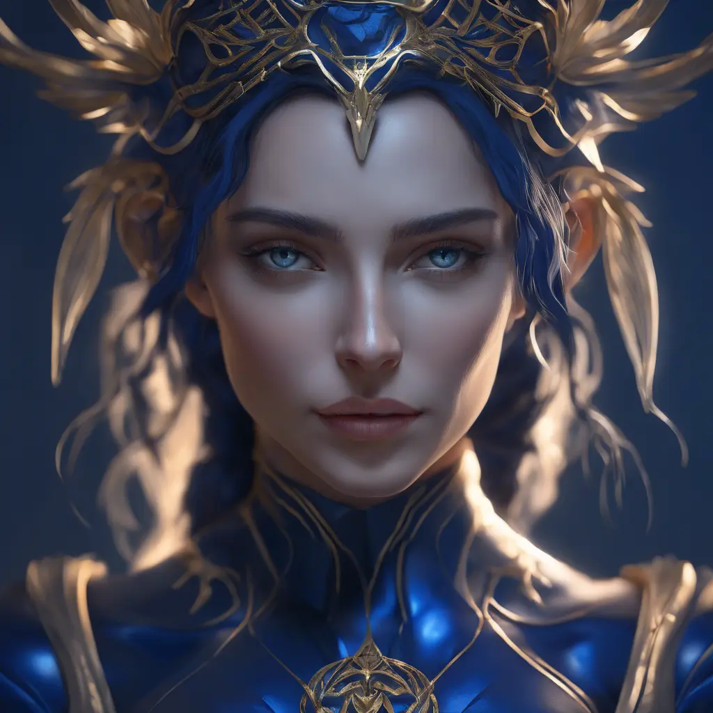 Matte portrait of the beautiful Artemis in dark blue, 8k, Highly Detailed, Intricate, Realistic, Sharp Focus, Volumetric Lighting, Fantasy, Elegant by Stanley Artgerm Lau, WLOP, Stefan Kostic