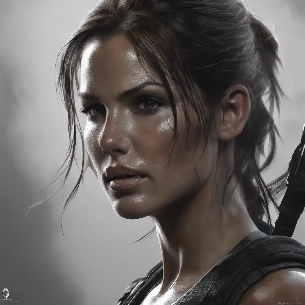 Matte portrait of the beautiful Lara Croft in black, 8k, Highly Detailed, Intricate, Realistic, Sharp Focus, Volumetric Lighting, Fantasy, Elegant by Stanley Artgerm Lau, WLOP, Stefan Kostic