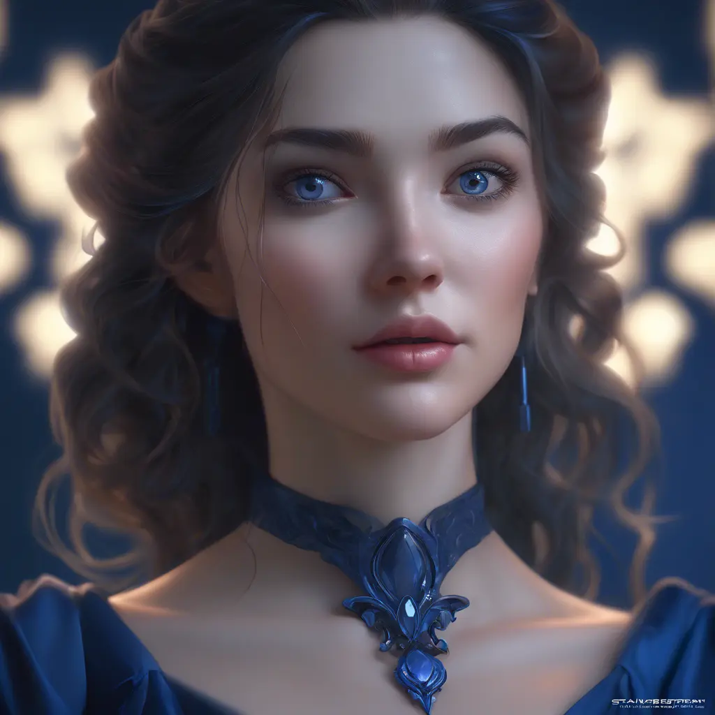 Matte portrait of the beautiful Lyx in dark blue, 8k, Highly Detailed, Intricate, Realistic, Sharp Focus, Volumetric Lighting, Fantasy, Elegant by Stanley Artgerm Lau, WLOP, Stefan Kostic