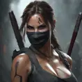 Matte portrait of the beautiful Lara Croft as a ninja, 8k, Highly Detailed, Intricate, Realistic, Sharp Focus, Volumetric Lighting, Fantasy, Elegant by Stanley Artgerm Lau, WLOP, Stefan Kostic