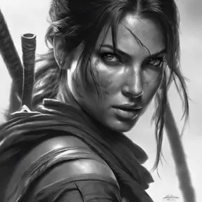 Matte portrait of the beautiful Lara Croft as a ninja, 8k, Highly Detailed, Intricate, Realistic, Sharp Focus, Volumetric Lighting, Fantasy, Elegant by Stanley Artgerm Lau, WLOP, Stefan Kostic