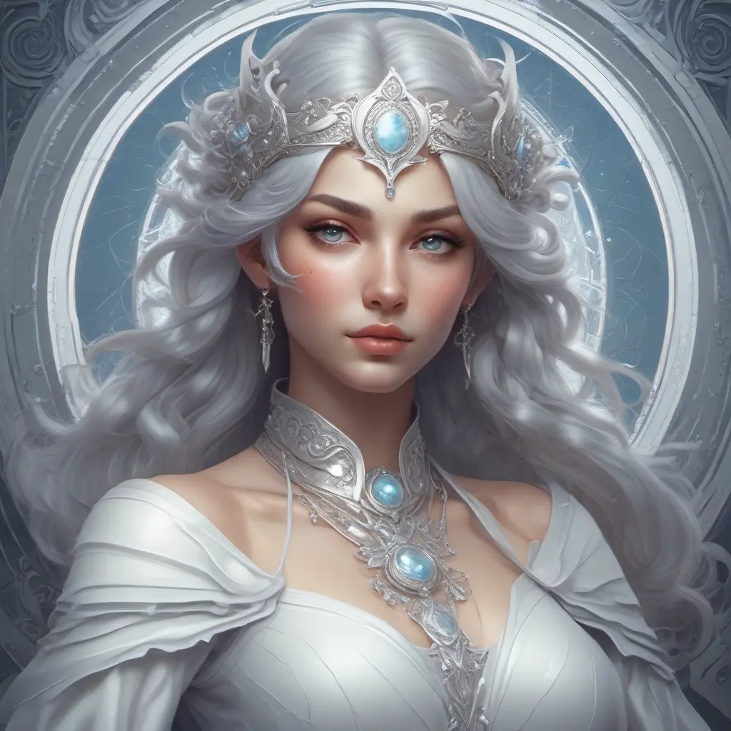 Alluring matte portrait of the beautiful Irelia in white, 8k, Highly Detailed, Intricate, Realistic, Sharp Focus, Volumetric Lighting, Fantasy, Elegant by Stanley Artgerm Lau, Alphonse Mucha, WLOP, Stefan Kostic