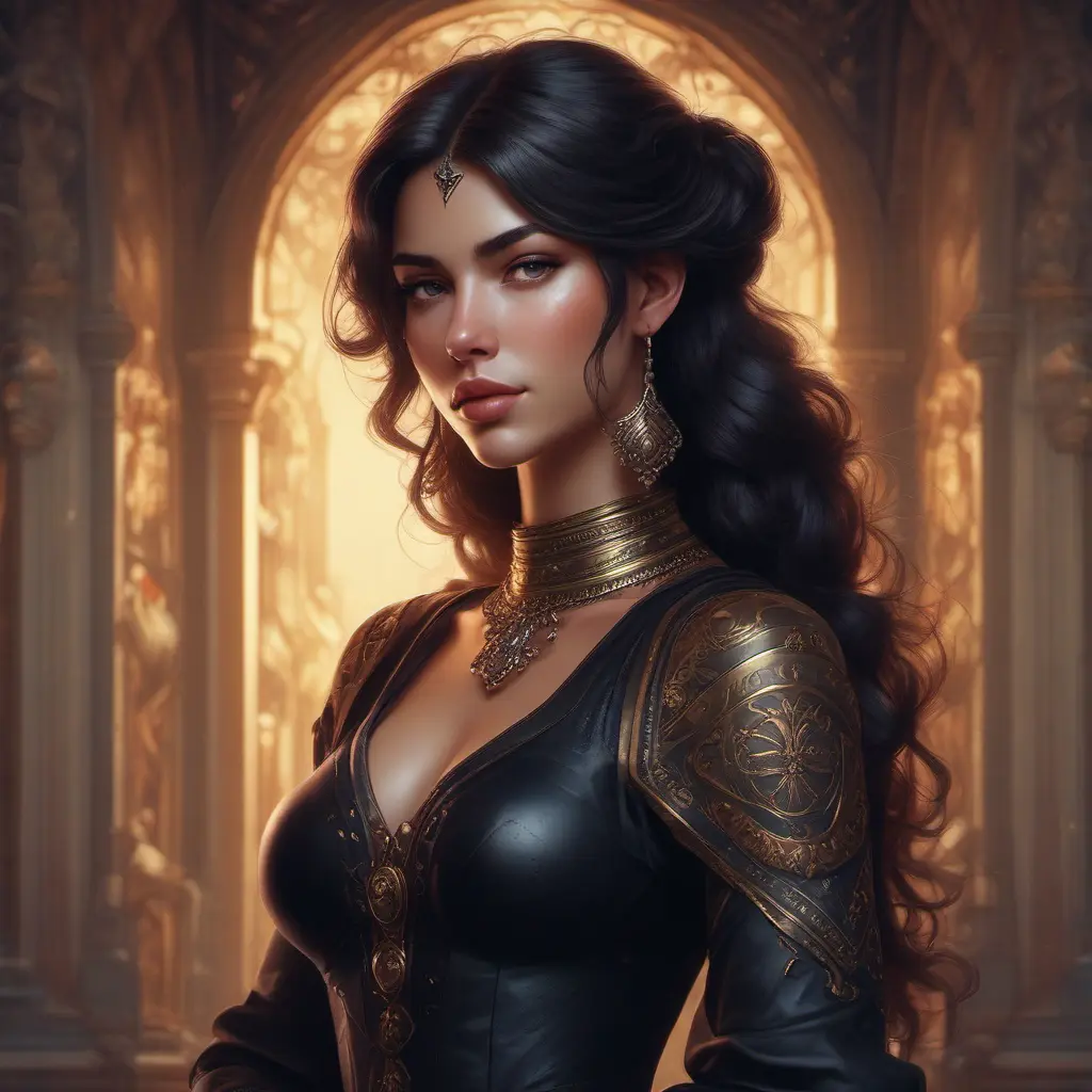 Alluring matte portrait of the beautiful Kassandra in black, 8k, Highly Detailed, Intricate, Realistic, Sharp Focus, Volumetric Lighting, Fantasy, Elegant by Stanley Artgerm Lau, Alphonse Mucha, WLOP, Stefan Kostic