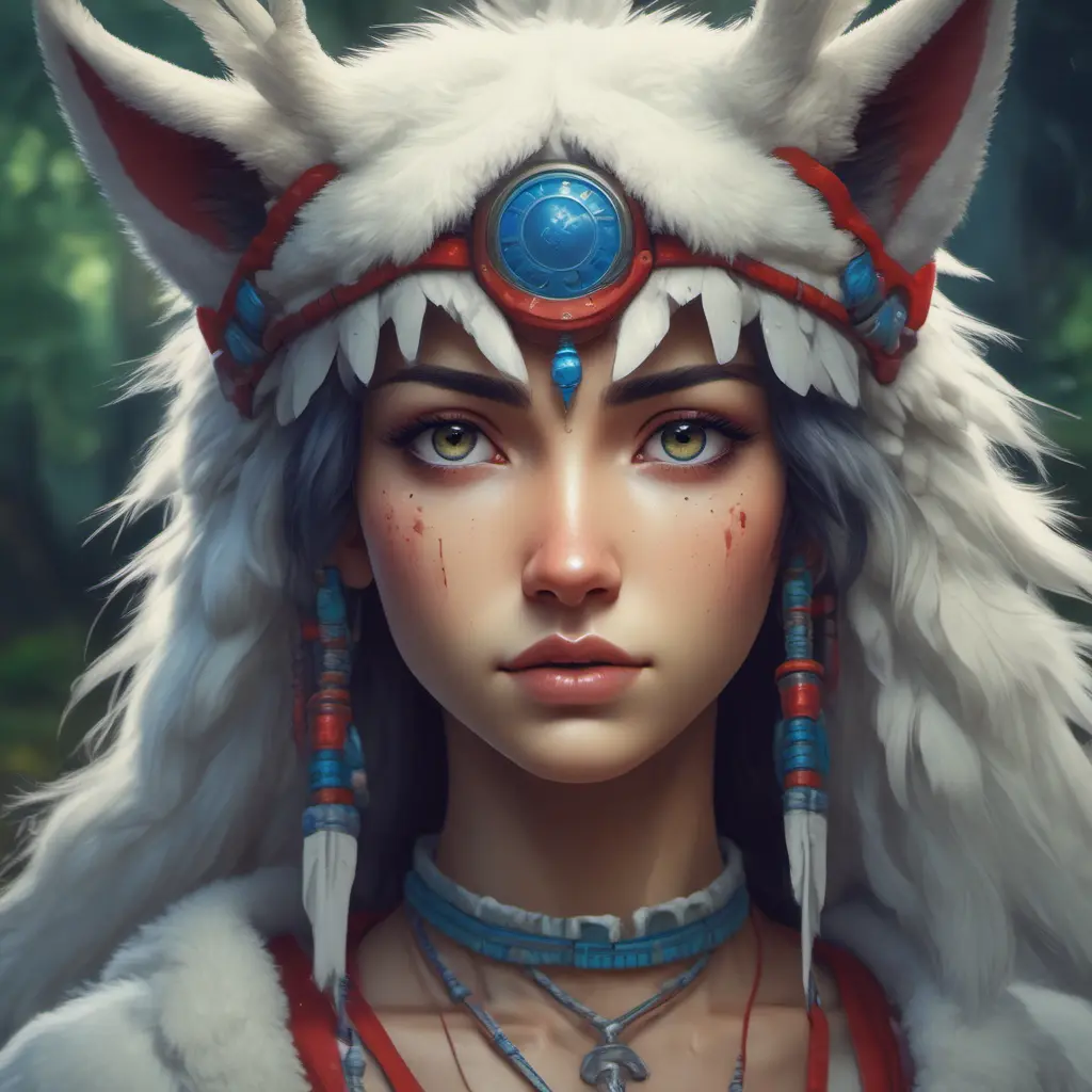 portrait of princess mononoke, 4k, 4k resolution, 8k, Hyper Detailed, Anime by Stanley Artgerm Lau