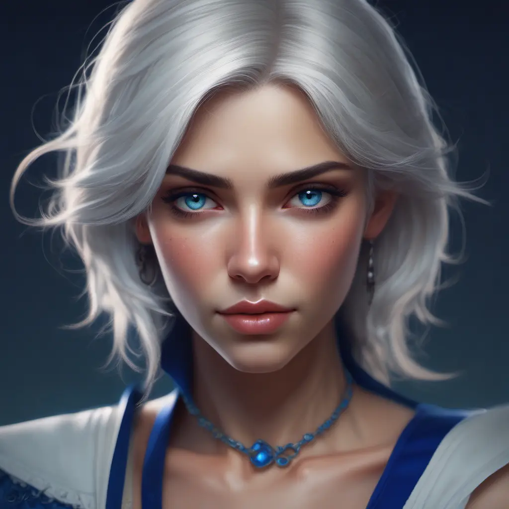 Alluring matte portrait of a beautiful Ciri wearing dark blue, 8k, Highly Detailed, Intricate, Half Body, Realistic, Sharp Focus, Volumetric Lighting, Fantasy, Elegant by Stanley Artgerm Lau, Alphonse Mucha, WLOP, Stefan Kostic