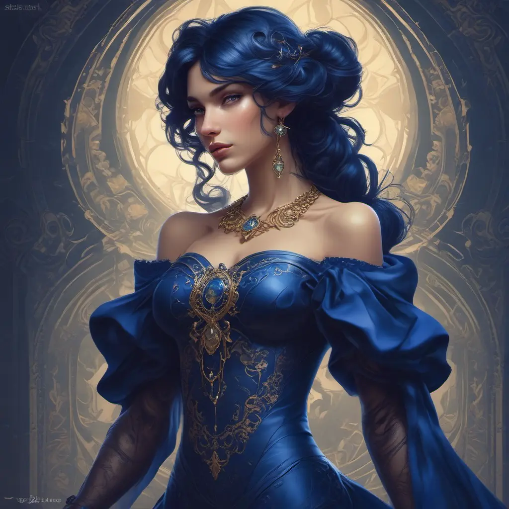 Alluring matte portrait of the beautiful Vex in dark blue, 8k, Highly Detailed, Intricate, Realistic, Sharp Focus, Volumetric Lighting, Fantasy, Elegant by Stanley Artgerm Lau, Alphonse Mucha, WLOP, Stefan Kostic