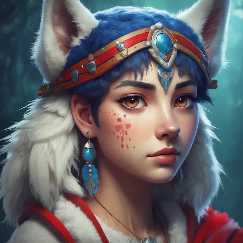 portrait of princess mononoke, 4k, 4k resolution, 8k, Hyper Detailed, Anime by Stanley Artgerm Lau, Stefan Kostic