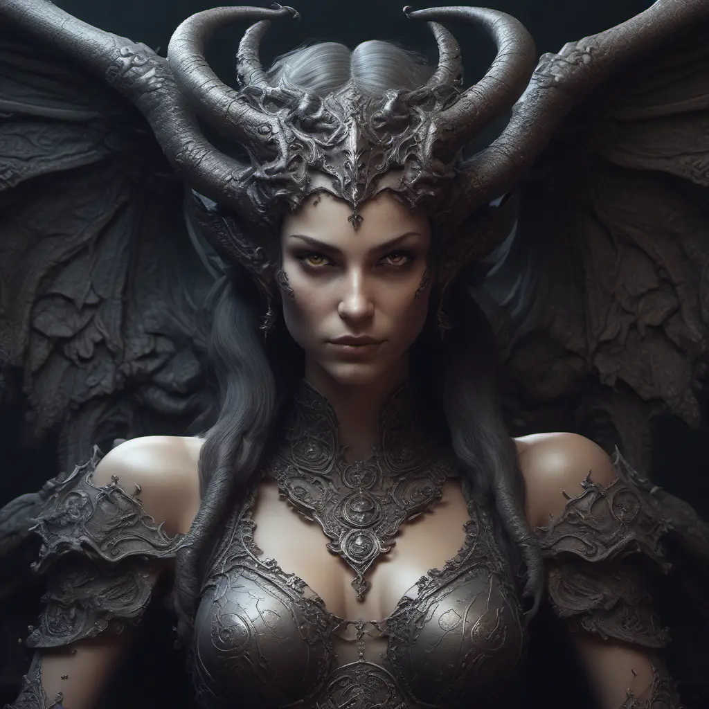 Alluring highly detailed matte portrait of a beautiful succubus in the style of Stefan Kostic, 8k, High Definition, Highly Detailed, Intricate, Half Body, Realistic, Sharp Focus, Fantasy, Elegant