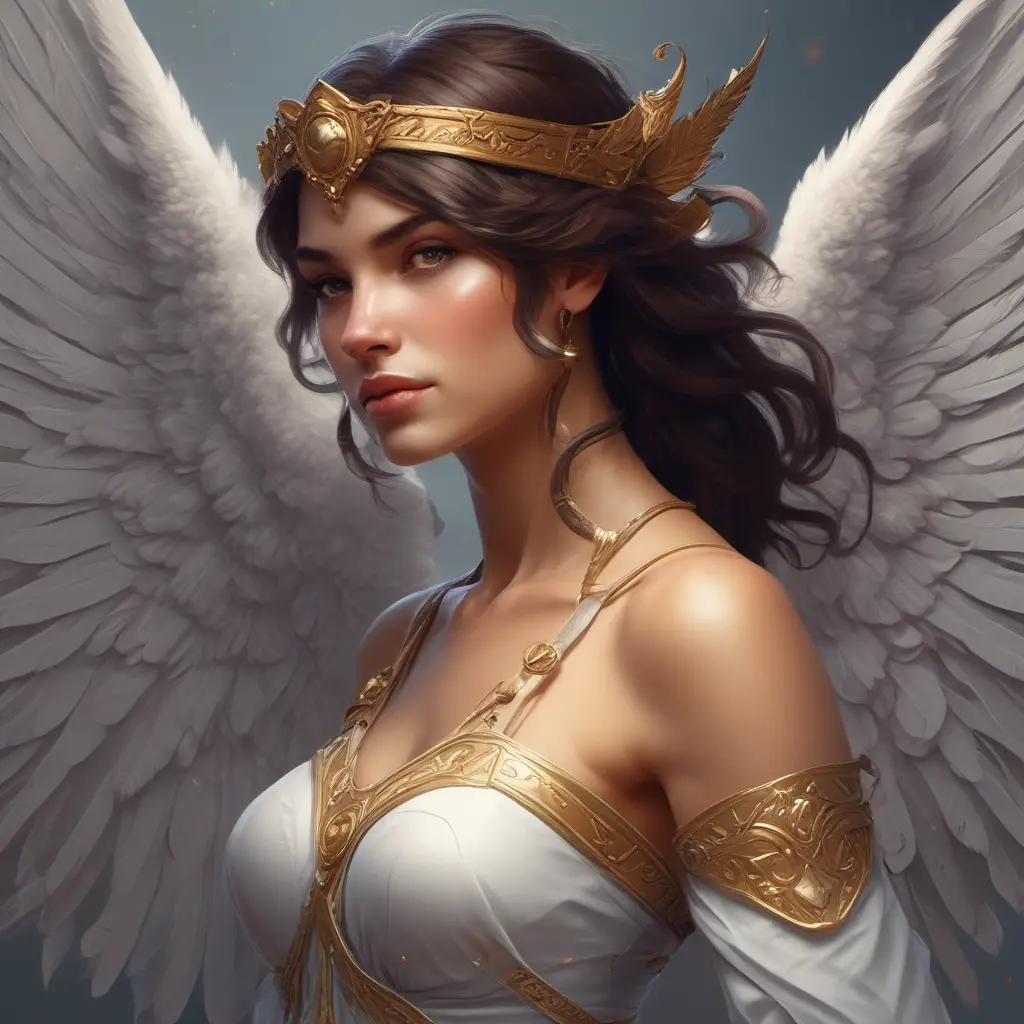 Alluring matte portrait of a beautiful Kassandra with wings, 8k, Highly Detailed, Intricate, Half Body, Realistic, Sharp Focus, Volumetric Lighting, Fantasy, Elegant by Stanley Artgerm Lau, Alphonse Mucha, WLOP