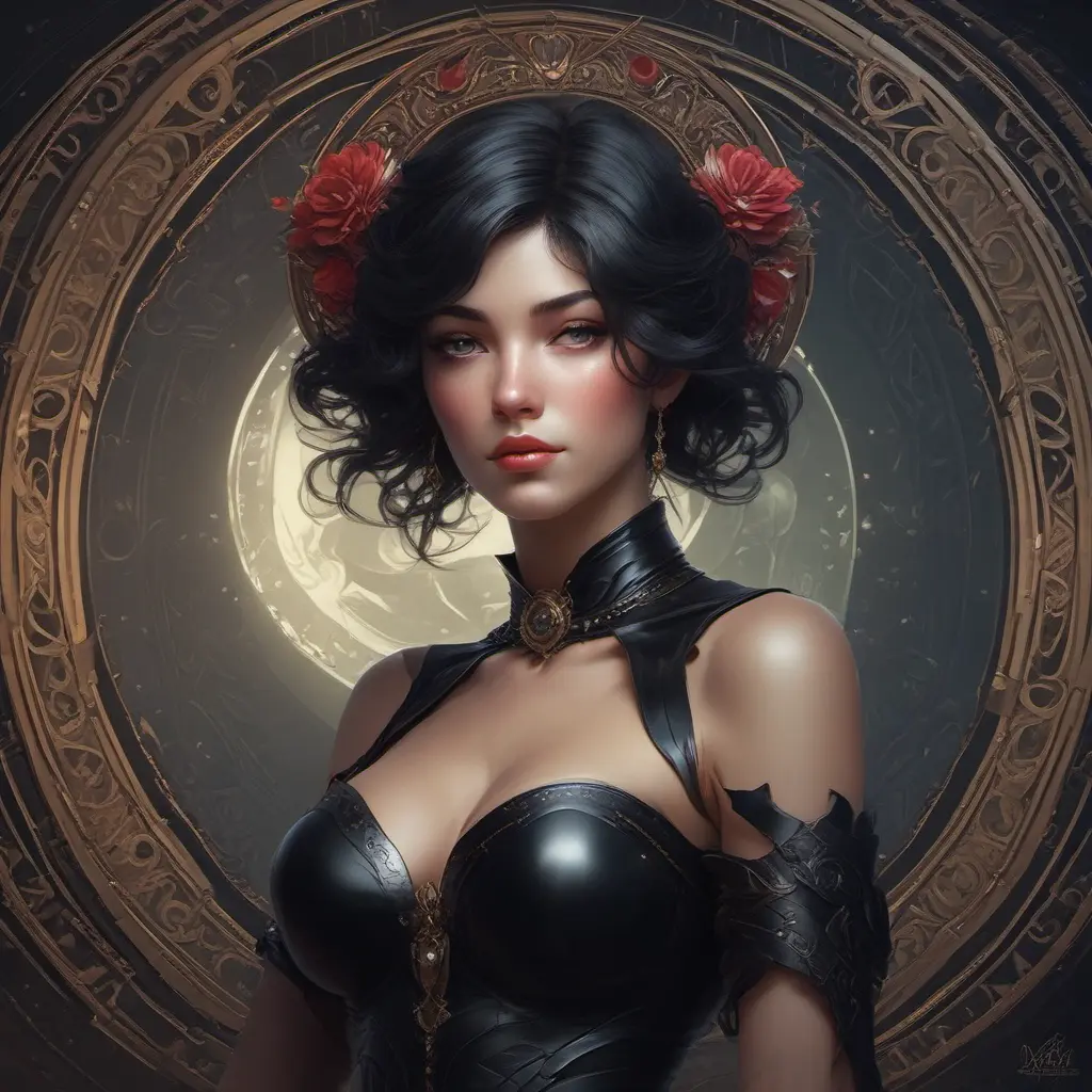 Alluring matte portrait of the beautiful Fiora in black, 8k, Highly Detailed, Intricate, Realistic, Sharp Focus, Volumetric Lighting, Fantasy, Elegant by Stanley Artgerm Lau, Alphonse Mucha, WLOP, Stefan Kostic