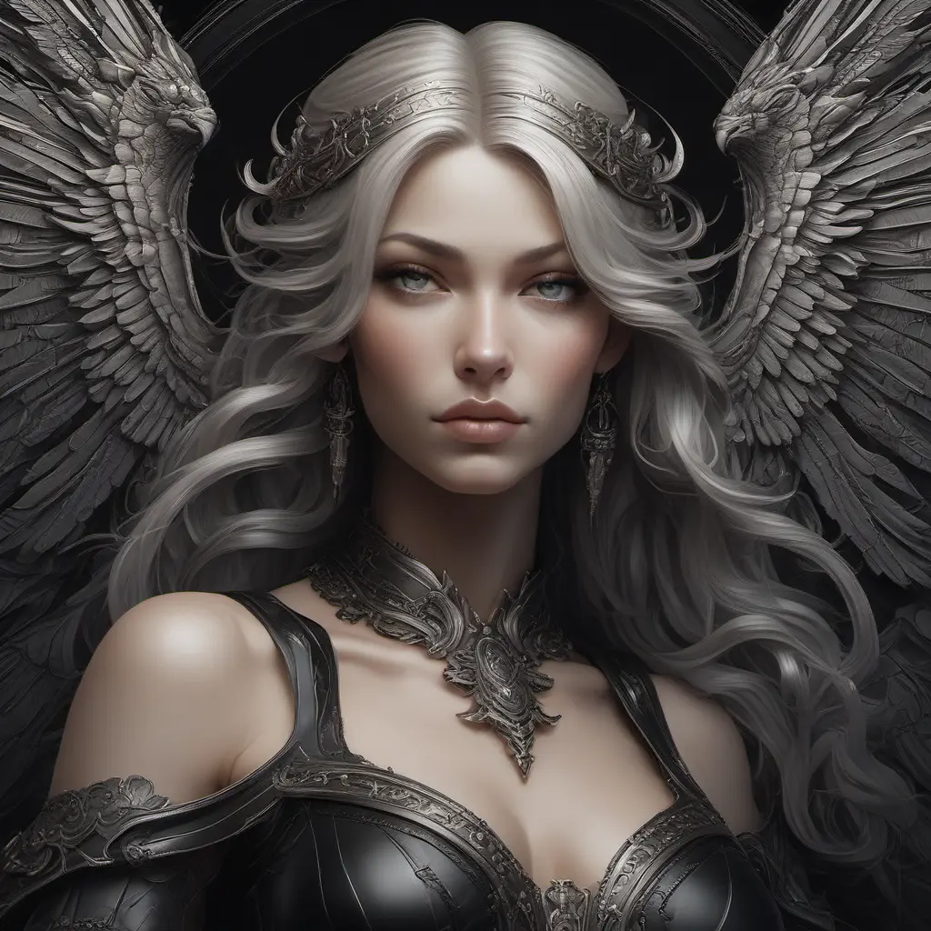 Alluring matte portrait of the beautiful Kayle in black, 8k, Highly Detailed, Intricate, Realistic, Sharp Focus, Volumetric Lighting, Fantasy, Elegant by Stanley Artgerm Lau, Alphonse Mucha, WLOP, Stefan Kostic