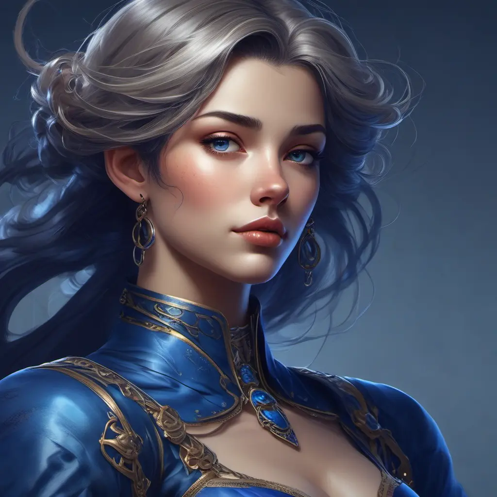 Alluring matte portrait of the beautiful Fiora in dark blue, 8k, Highly Detailed, Intricate, Realistic, Sharp Focus, Volumetric Lighting, Fantasy, Elegant by Stanley Artgerm Lau, Alphonse Mucha, WLOP, Stefan Kostic