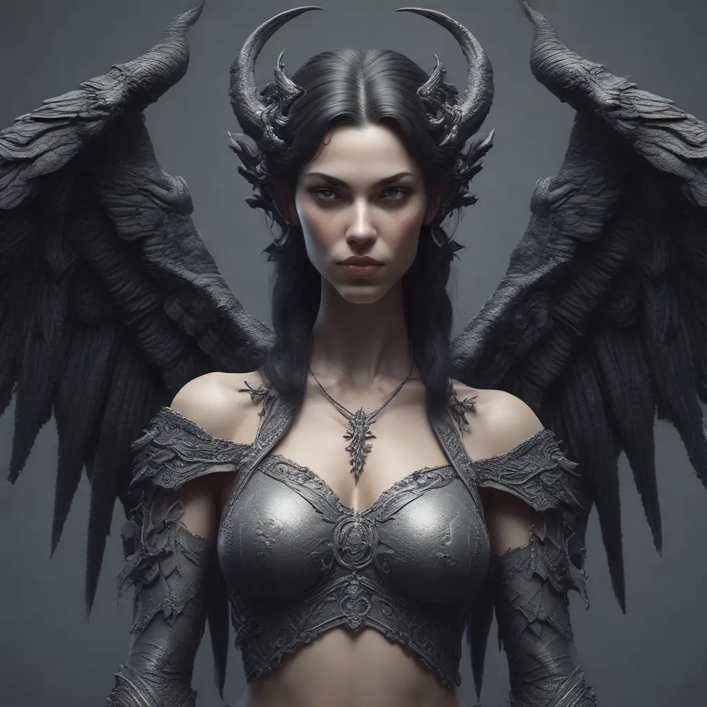 Alluring highly detailed matte portrait of a beautiful winged succubus in the style of Stefan Kostic, 8k, High Definition, Highly Detailed, Intricate, Half Body, Realistic, Sharp Focus, Fantasy, Elegant