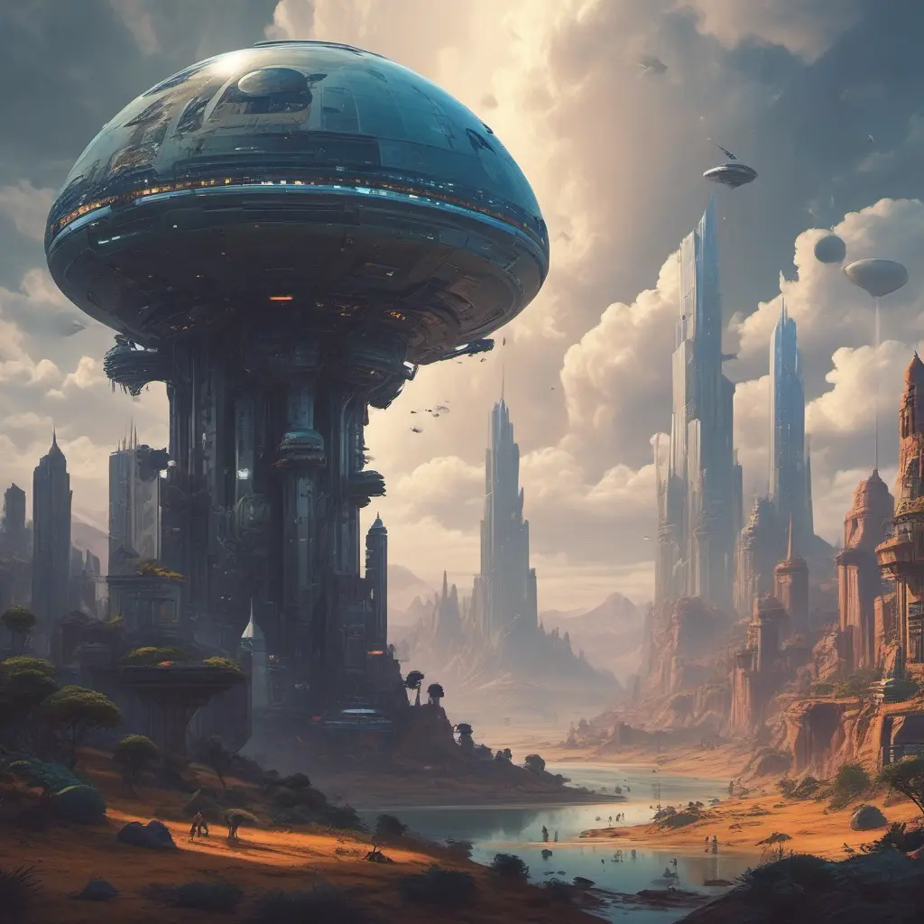 An utopian image of a world built using AI, Sci-Fi by Greg Rutkowski