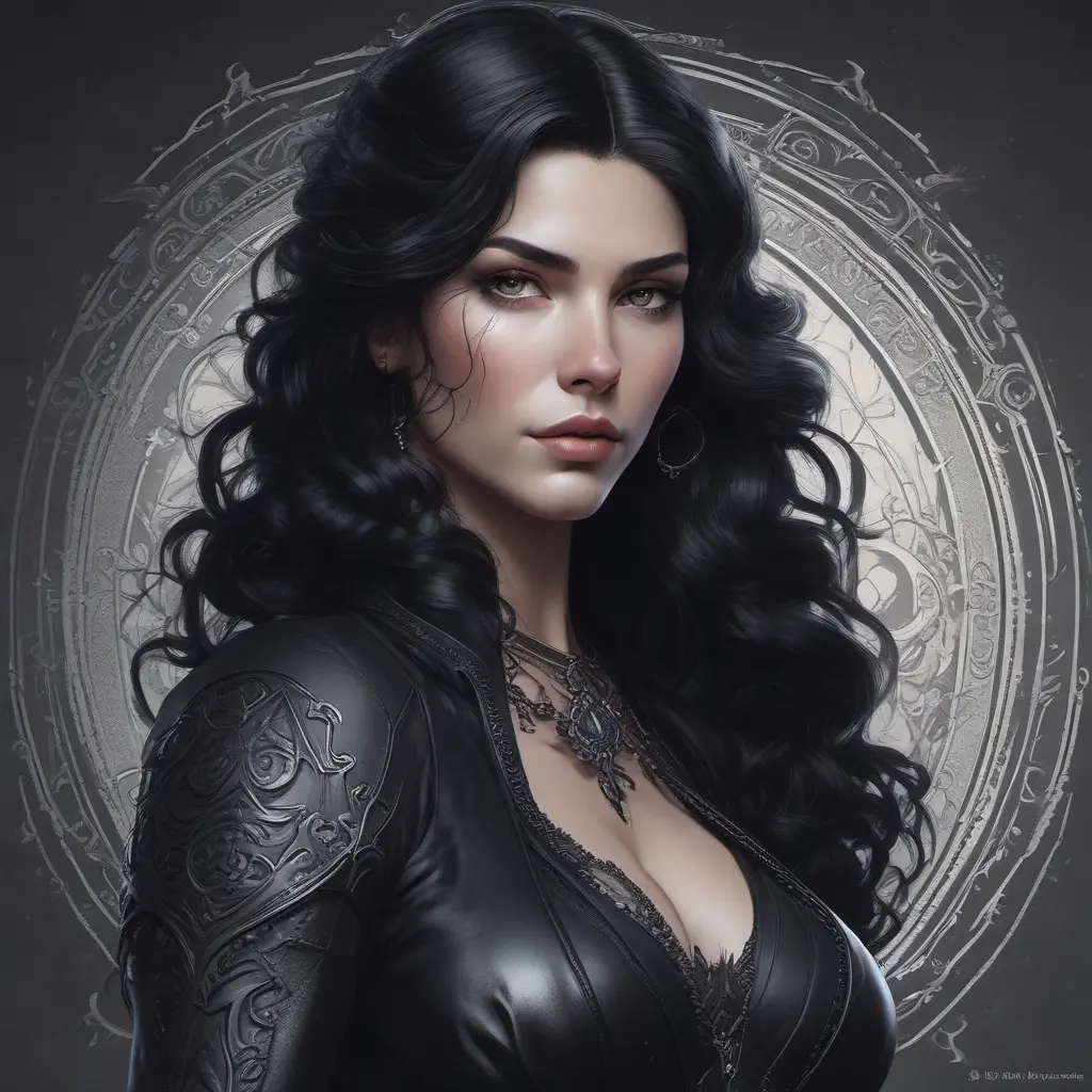 Alluring matte portrait of a beautiful Yennefer wearing black leather, 8k, Highly Detailed, Intricate, Half Body, Realistic, Sharp Focus, Volumetric Lighting, Fantasy, Elegant by Stanley Artgerm Lau, Alphonse Mucha, WLOP