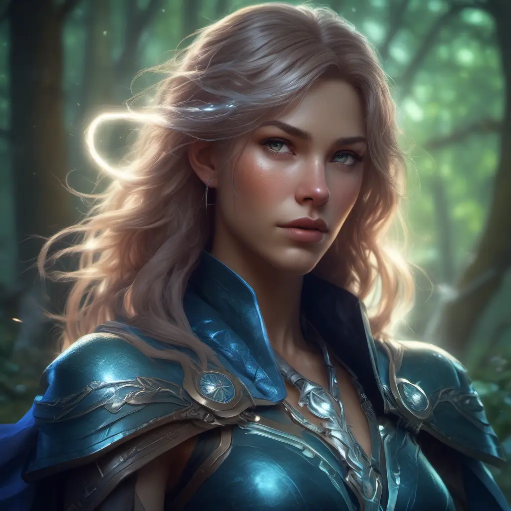 Closeup of a beautiful lightning mage in a magical forest, 4k, Highly Detailed, Masterpiece, Pretty Face, Digital Illustration, Cinematic Lighting, Realistic, Sharp Focus, Centered, Beautifully Lit, Bioluminescent by Stanley Artgerm Lau