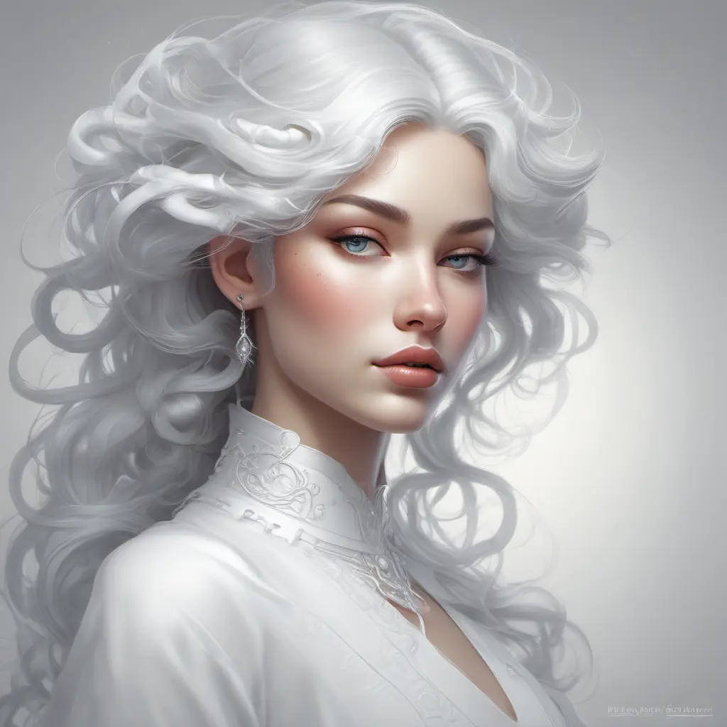 Alluring matte portrait of a beautiful A2 in white, 8k, Highly Detailed, Intricate, Half Body, Realistic, Sharp Focus, Volumetric Lighting, Fantasy, Elegant by Stanley Artgerm Lau, Alphonse Mucha, WLOP, Stefan Kostic