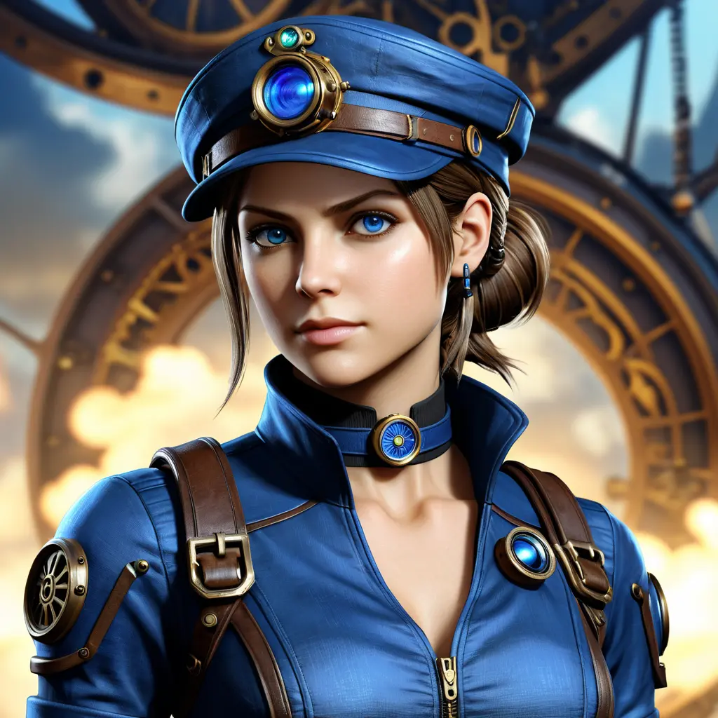 Steampunk portrait of Jill Valentine, Highly Detailed, Intricate, Artstation, Beautiful, Digital Painting, Sharp Focus, Concept Art, Elegant