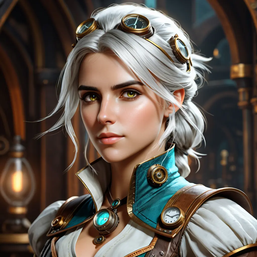 Steampunk portrait of Ciri, Highly Detailed, Intricate, Artstation, Beautiful, Digital Painting, Sharp Focus, Concept Art, Elegant