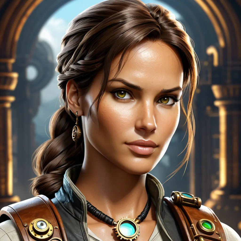 Steampunk portrait of Lara Croft, Highly Detailed, Intricate, Artstation, Beautiful, Digital Painting, Sharp Focus, Concept Art, Elegant