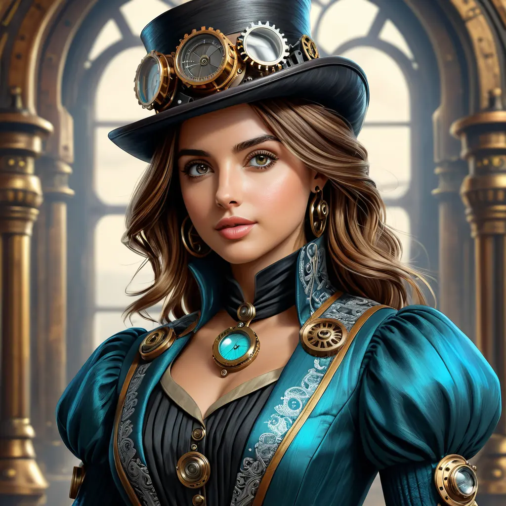 Steampunk portrait of Ana de Armas, Highly Detailed, Intricate, Artstation, Beautiful, Digital Painting, Sharp Focus, Concept Art, Elegant